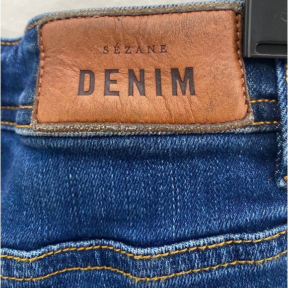 Women's Sezane Denim High Rise Mom Jeans Cotton Stretch Medium Wash French 32 - Picture 6 of 10